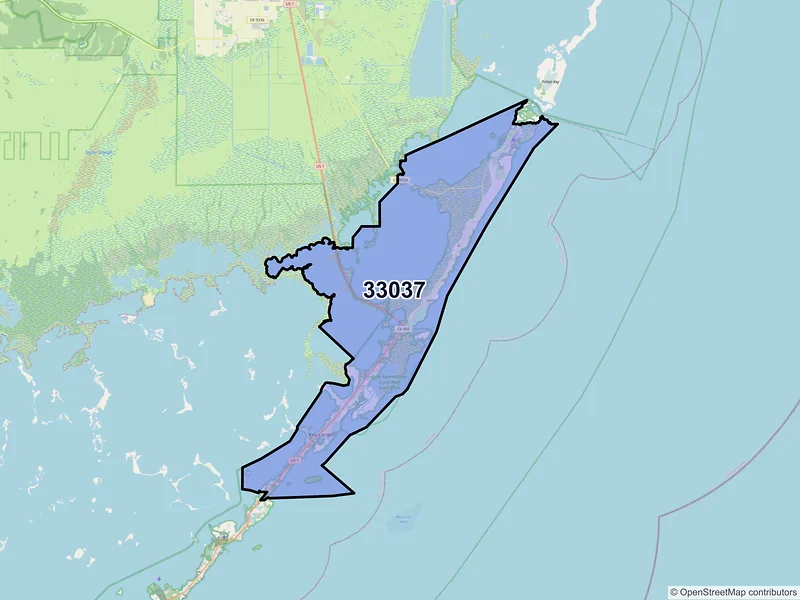 Map of Key Largo, Florida and ZIP codes