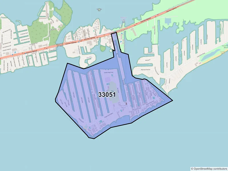 Map of Key Colony Beach, Florida and ZIP codes