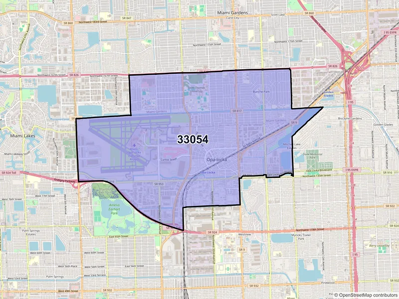 Map of ZIP Code 33054 — Opa Locka, FL