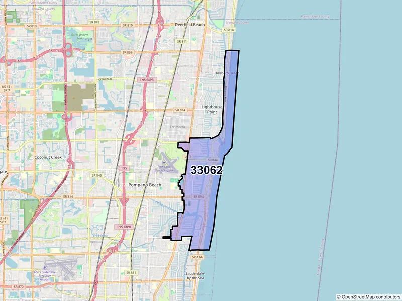 Map of ZIP Code 33062 — Pompano Beach, FL
