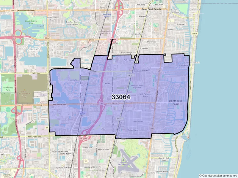 Map of ZIP Code 33064 — Pompano Beach, FL