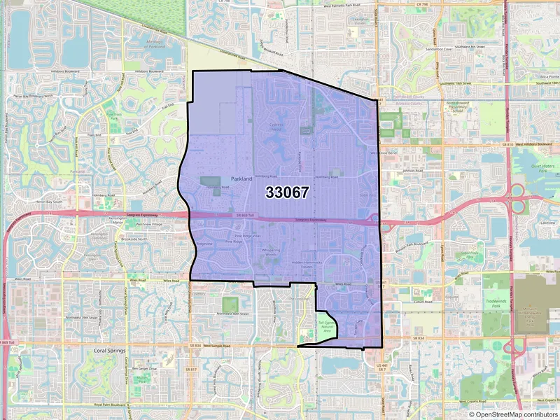 Map of ZIP Code 33067 — Pompano Beach, FL
