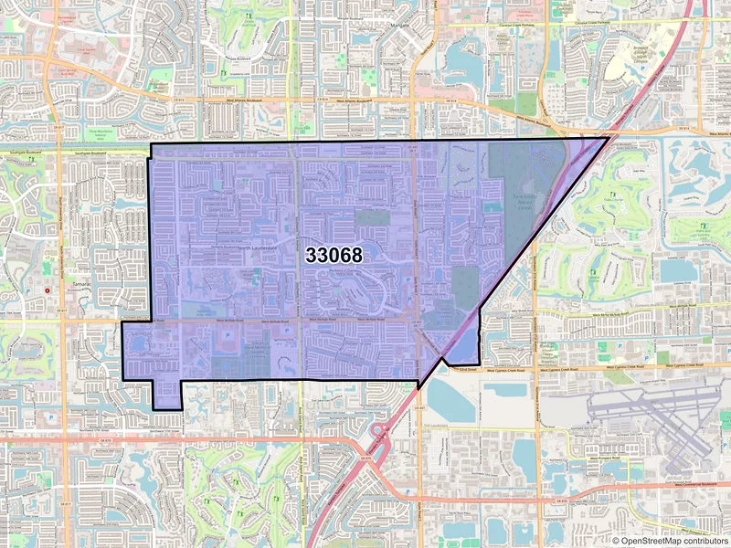 Map of ZIP Code 33068 — Pompano Beach, FL