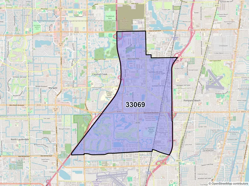 Map of ZIP Code 33069 — Pompano Beach, FL