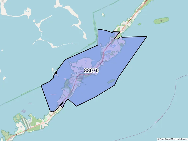 Map of ZIP Code 33070 — Tavernier, FL
