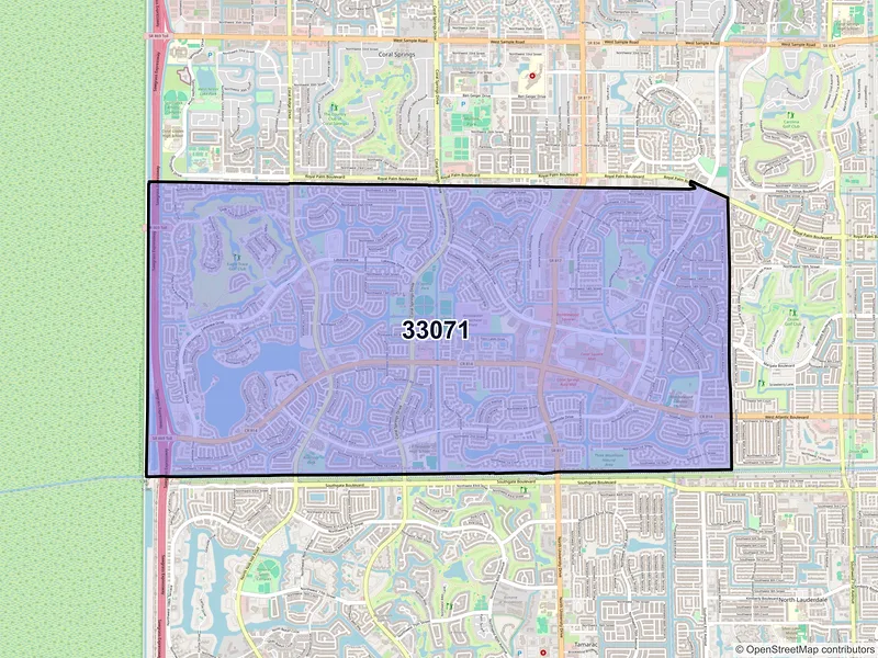 Map of ZIP Code 33071 — Coral Springs, FL