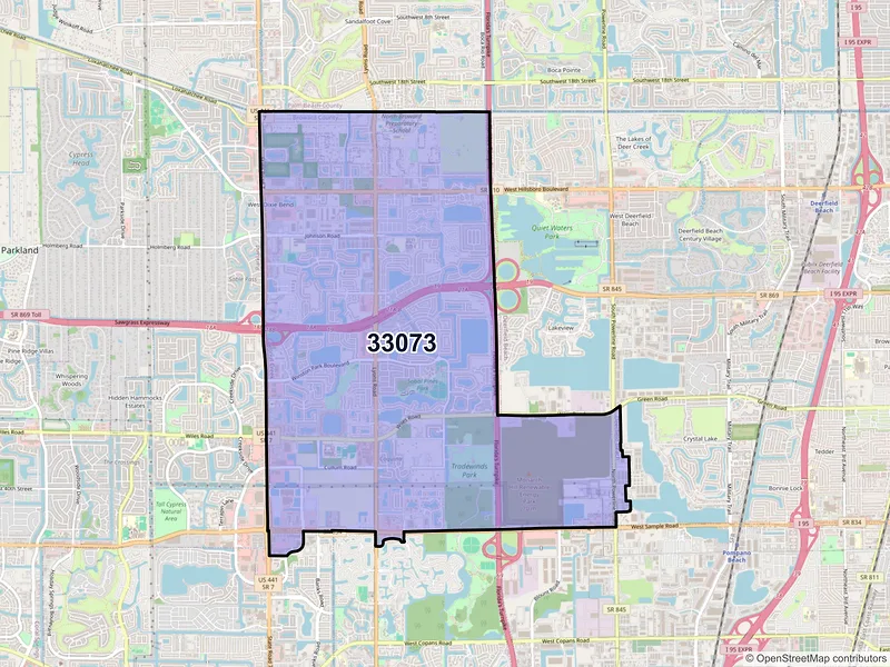 Map of ZIP Code 33073 — Pompano Beach, FL