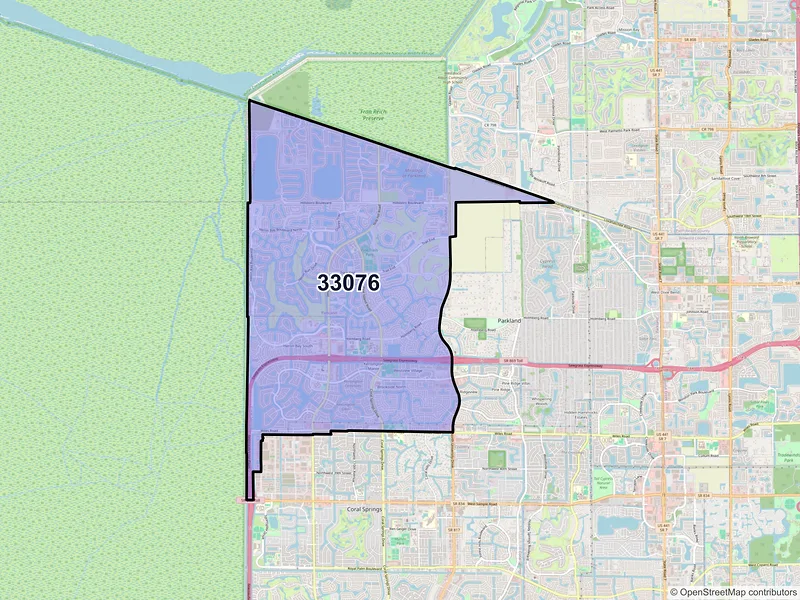 Map of ZIP Code 33076 — Pompano Beach, FL