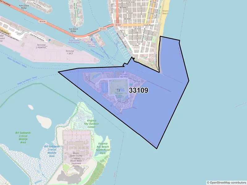 Map of ZIP Code 33109 — Miami Beach, FL