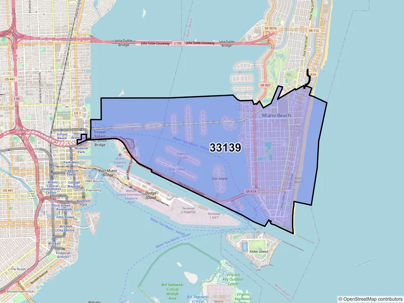 Map of ZIP Code 33139 — Miami Beach, FL