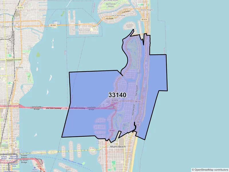 Map of ZIP Code 33140 — Miami Beach, FL