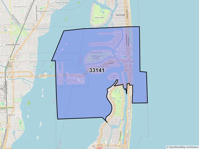 Map of ZIP Code 33141 — Miami Beach, FL
