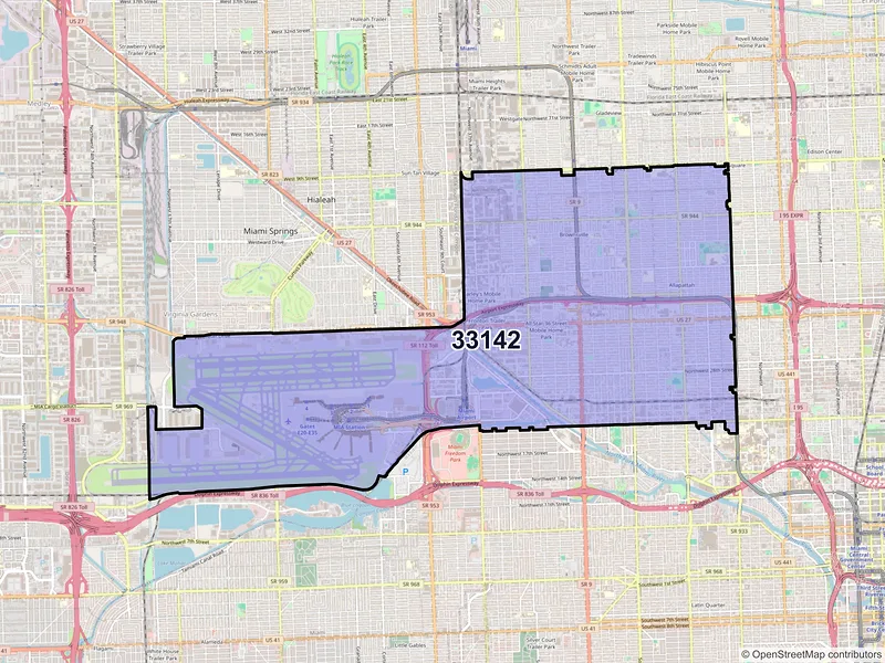Map of ZIP Code 33142 — Miami, FL