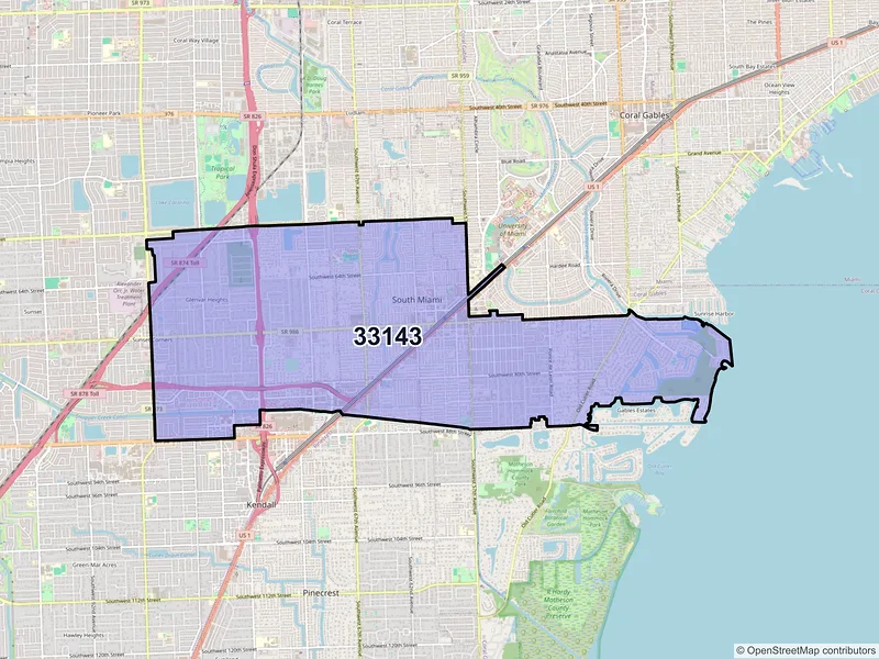 Map of ZIP Code 33143 — Miami, FL