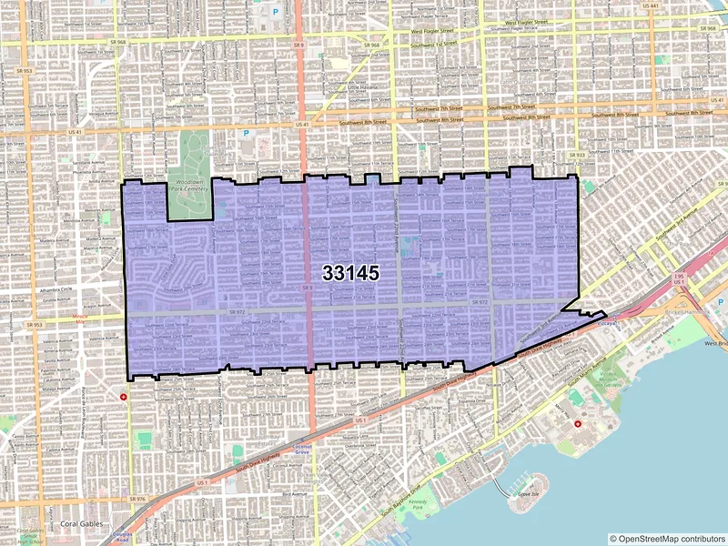Map of ZIP Code 33145 — Miami, FL