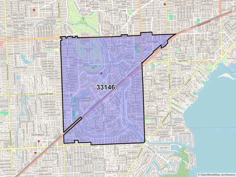 Map of ZIP Code 33146 — Miami, FL