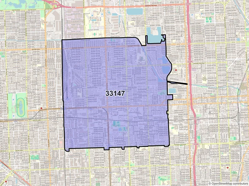 Map of ZIP Code 33147 — Miami, FL