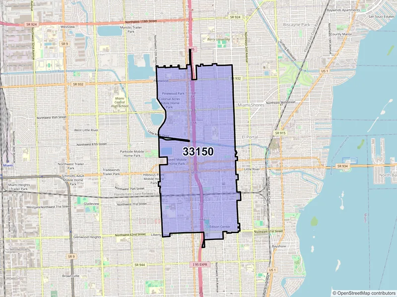 Map of ZIP Code 33150 — Miami, FL