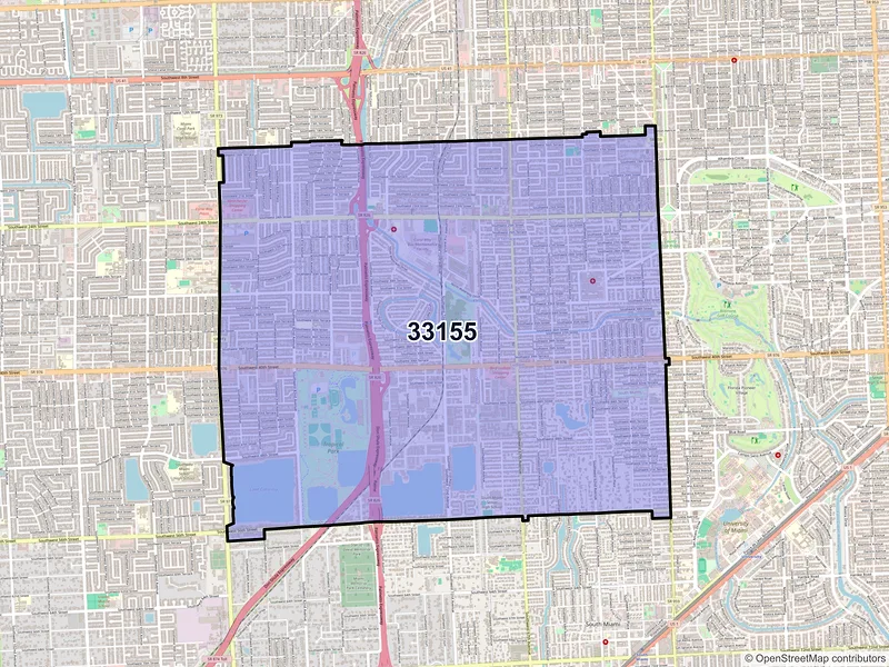Map of ZIP Code 33155 — Miami, FL
