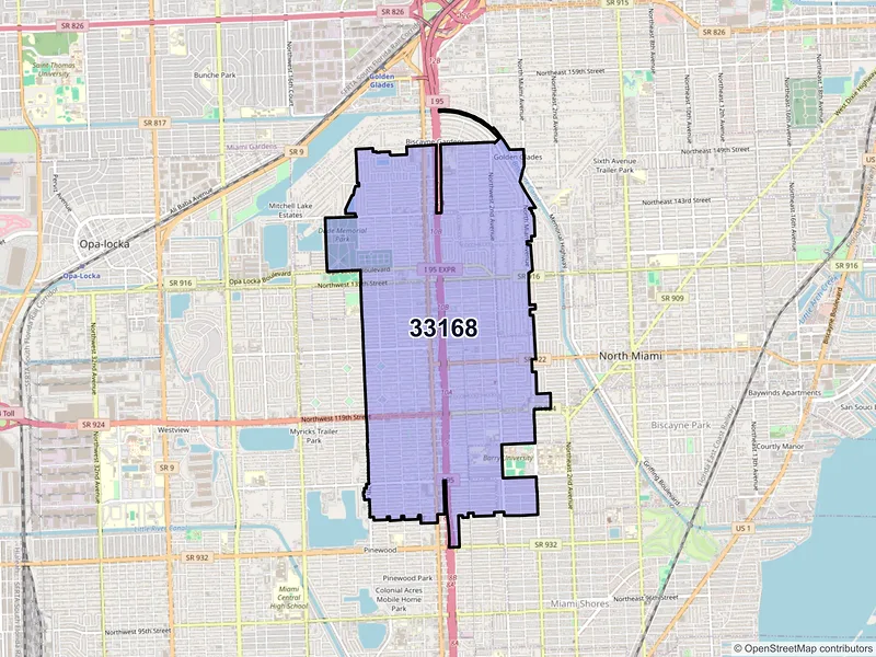 Map of ZIP Code 33168 — Miami, FL