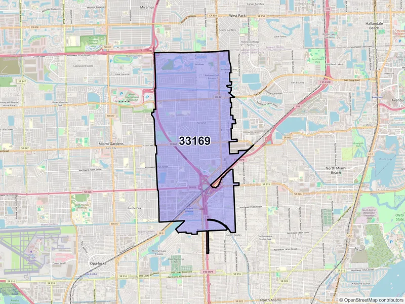 Map of ZIP Code 33169 — Miami, FL