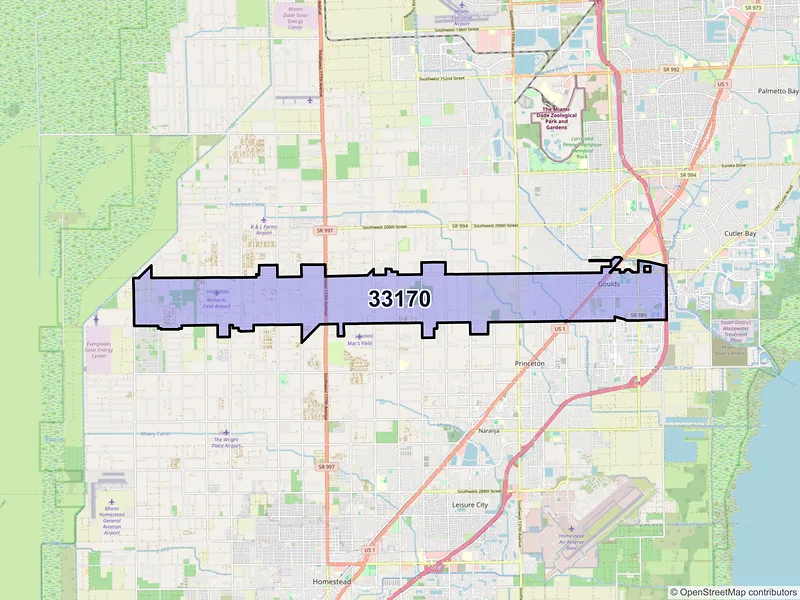 Map of ZIP Code 33170 — Miami, FL