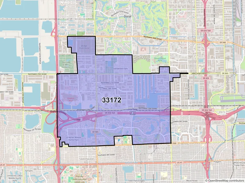 Map of ZIP Code 33172 — Miami, FL