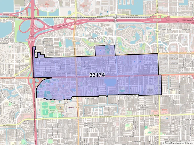 Map of ZIP Code 33174 — Miami, FL