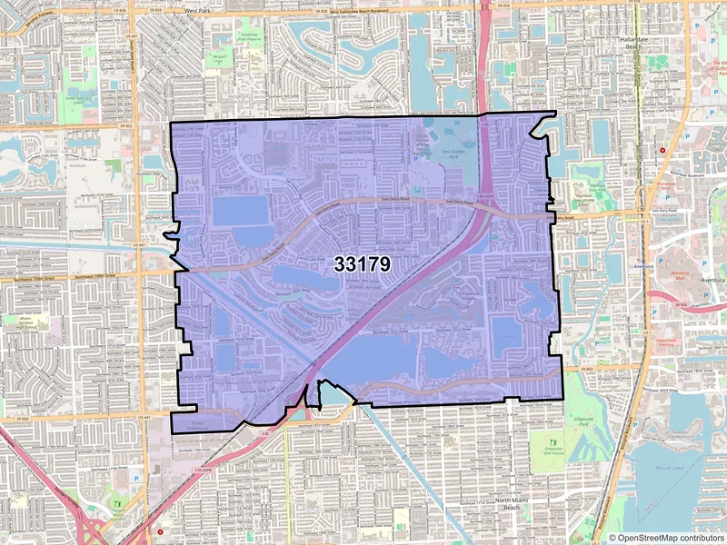 Map of ZIP Code 33179 — Miami, FL