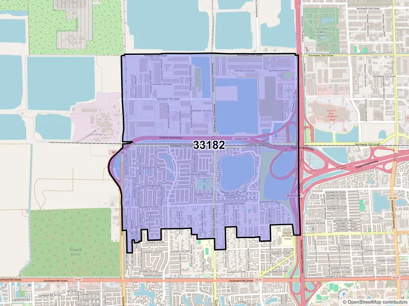 Map of ZIP Code 33182 — Miami, FL