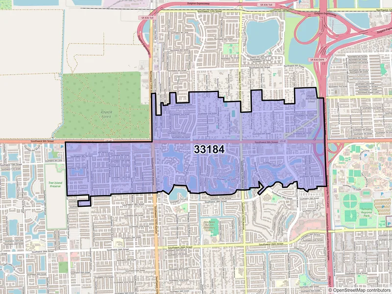 Map of ZIP Code 33184 — Miami, FL