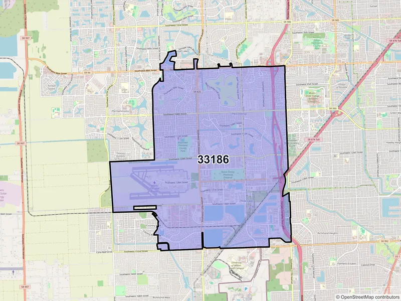 Map of ZIP Code 33186 — Miami, FL