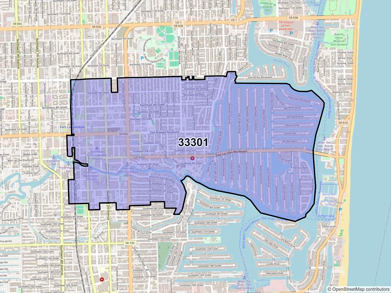 Map of ZIP Code 33301 — Fort Lauderdale, FL