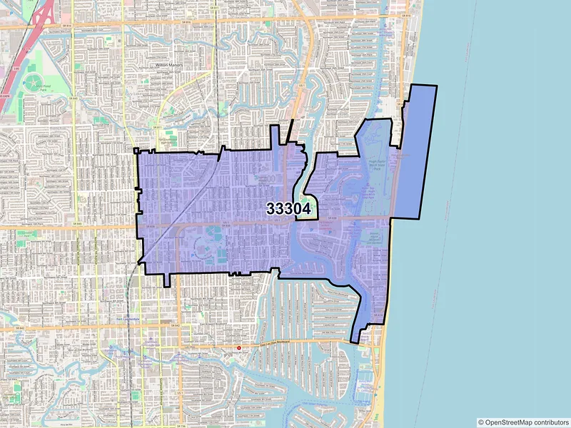 Map of ZIP Code 33304 — Fort Lauderdale, FL