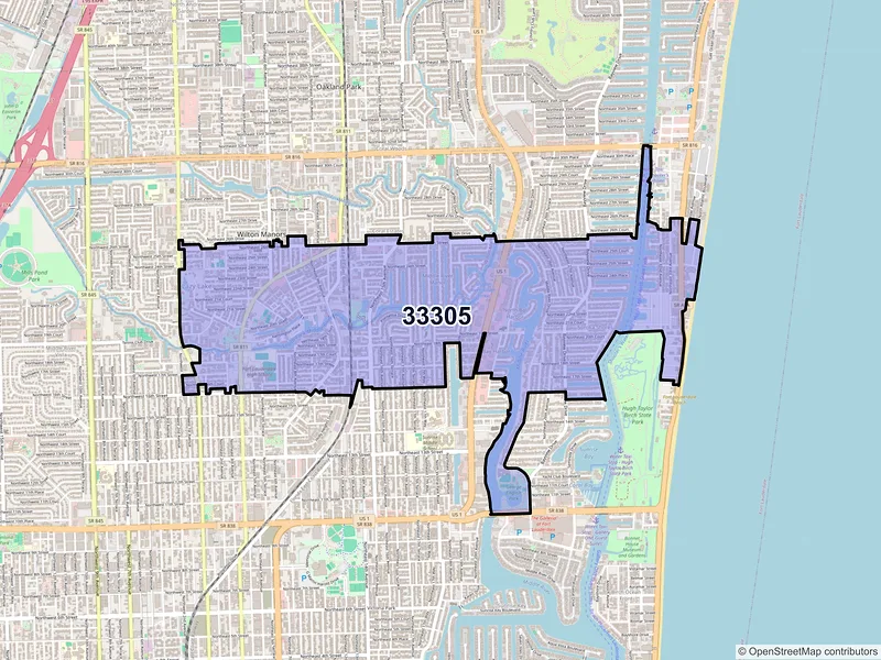 Map of ZIP Code 33305 — Fort Lauderdale, FL