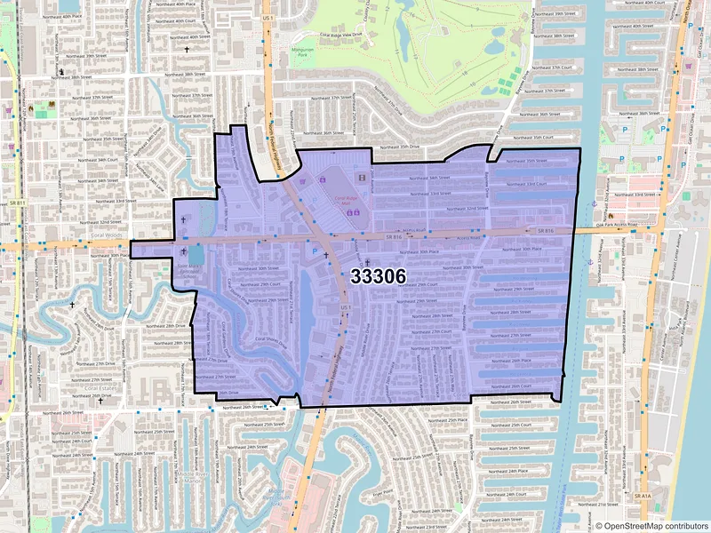 Map of ZIP Code 33306 — Fort Lauderdale, FL