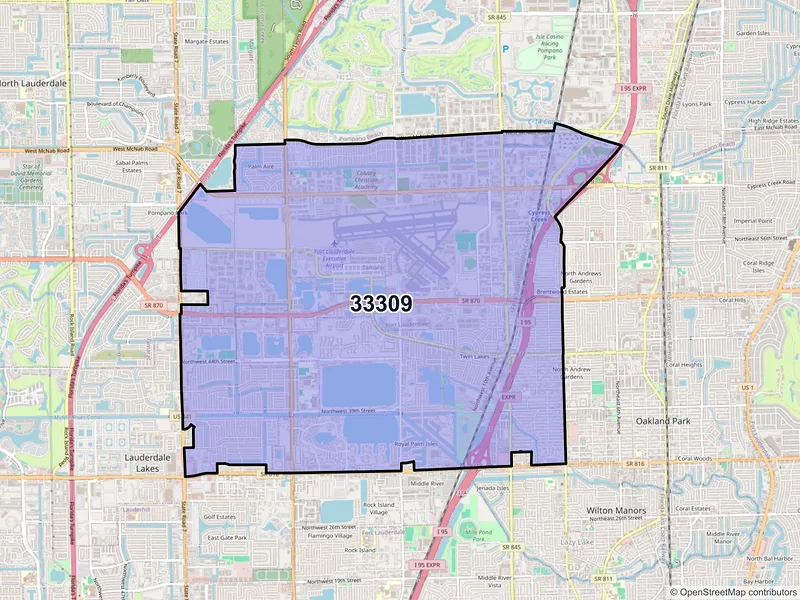 Map of ZIP Code 33309 — Fort Lauderdale, FL