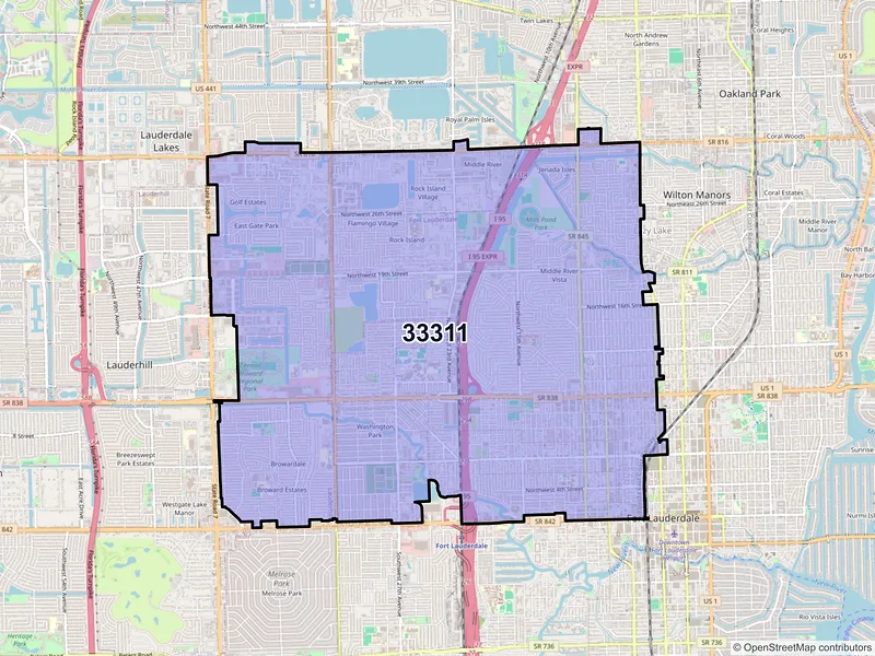 Map of ZIP Code 33311 — Fort Lauderdale, FL