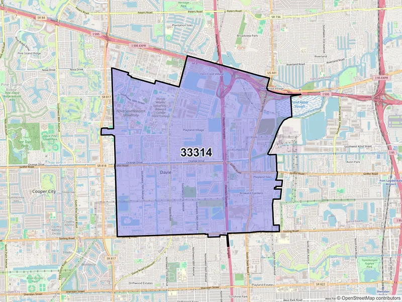 Map of ZIP Code 33314 — Fort Lauderdale, FL
