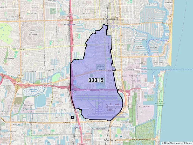 Map of ZIP Code 33315 — Fort Lauderdale, FL