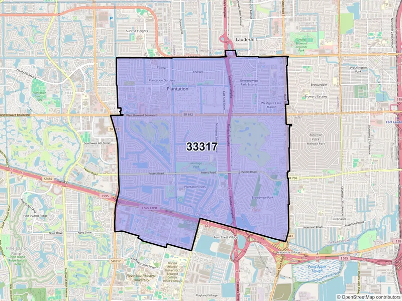 Map of ZIP Code 33317 — Fort Lauderdale, FL