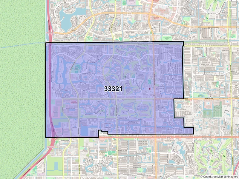 Map of ZIP Code 33321 — Fort Lauderdale, FL
