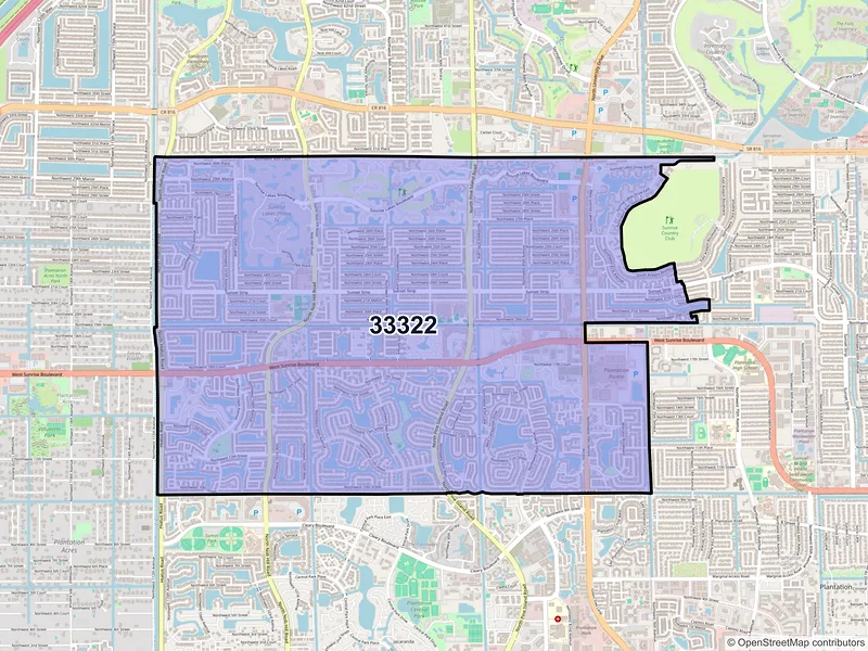 Map of ZIP Code 33322 — Fort Lauderdale, FL