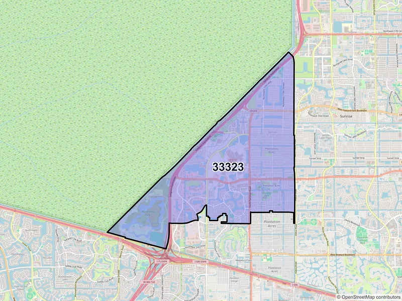 Map of ZIP Code 33323 — Fort Lauderdale, FL