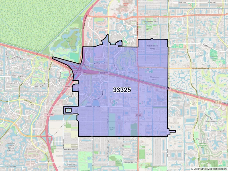 Map of ZIP Code 33325 — Fort Lauderdale, FL