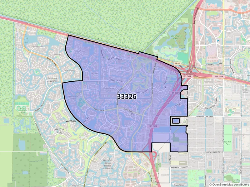 Map of ZIP Code 33326 — Fort Lauderdale, FL