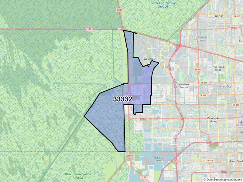 Map of ZIP Code 33332 — Fort Lauderdale, FL