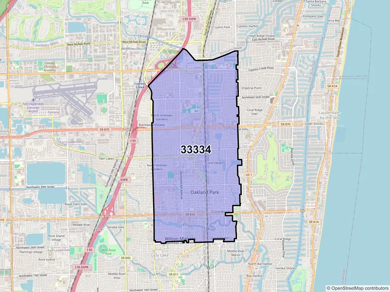 Map of ZIP Code 33334 — Fort Lauderdale, FL