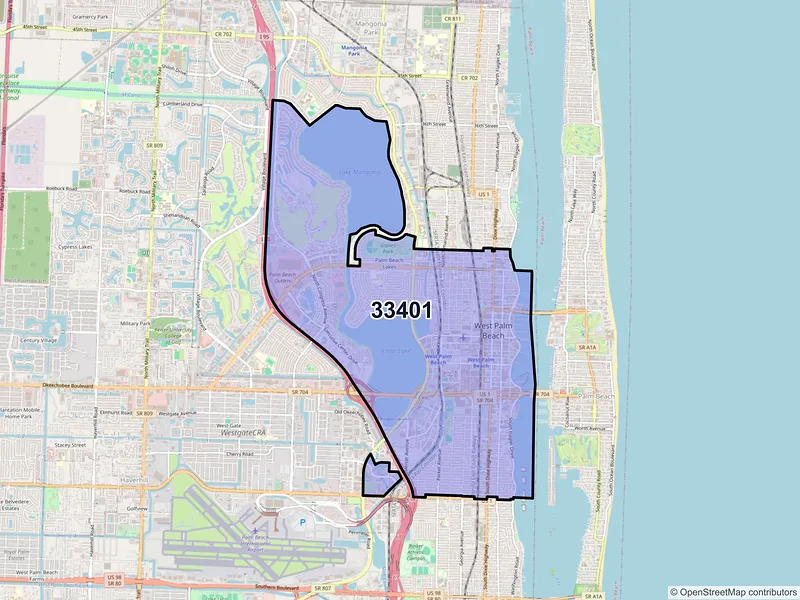 Map of ZIP Code 33401 — West Palm Beach, FL