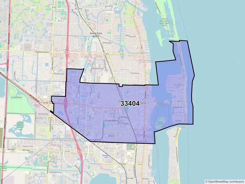 Map of ZIP Code 33404 — West Palm Beach, FL
